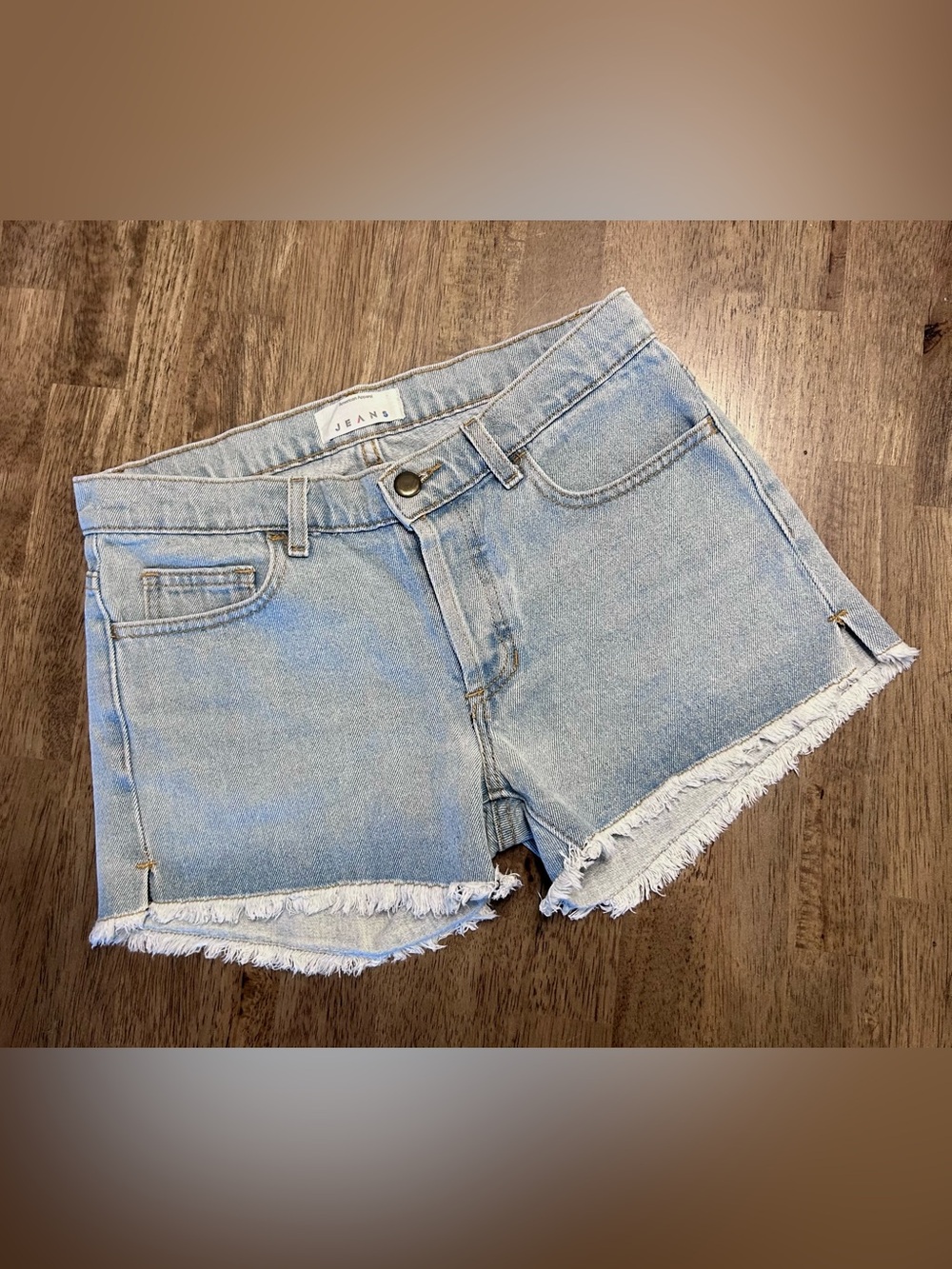 American Apparel Light Blue Denim Frayed Hem Shorts